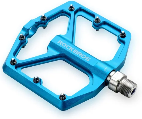 Miniatura 15 de ROCKBROS Pedales de Bicicleta de Montaña Pedales MTB Pedales Planos de Bicicleta de Aluminio 9/16" Rodamiento Sellado Plataforma Ligera