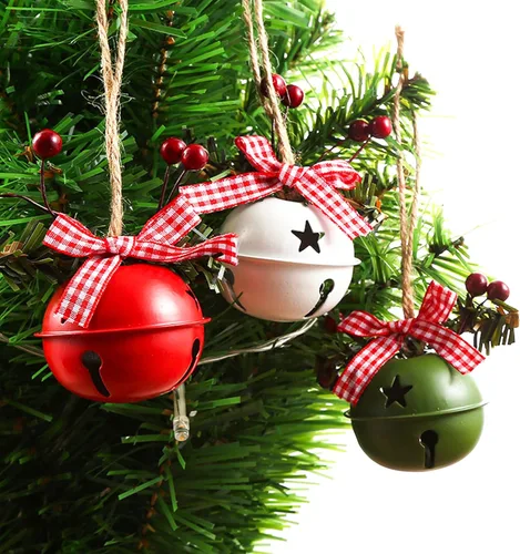 Miniatura 10 de 18 PCS Adornos de Cascabeles Navideños en Rojo, Blanco, Verde - Decoración de Árbol de Navidad, Corona, Adorno Conmemorativo Campana-1