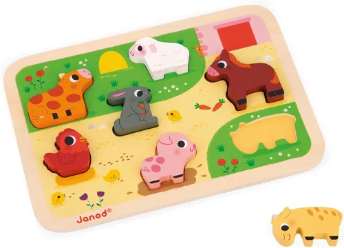 Miniatura 8 de Janod - Rompecabezas grueso de dinosaurio de 7 piezas - Tiempo de juego para niños pequeños - Mejora las habilidades motoras - Diseño de madera