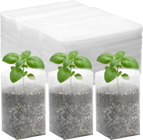 Miniatura 10 de 100 bolsas de vivero para plantas – 7.87 x 13.77 pulgadas, bolsas transpirables de cultivo de plantas, macetas de tela para cultivo de plantas