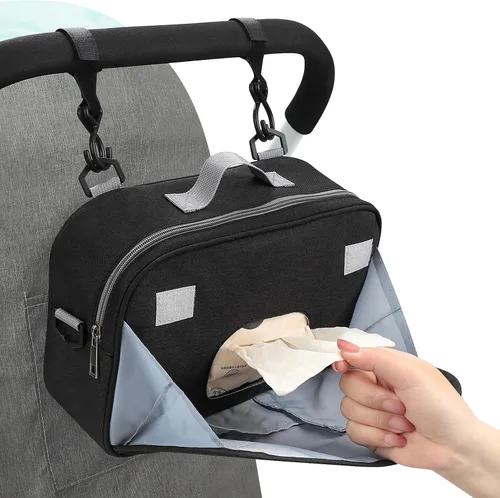 Miniatura 6 de Accmor Organizador de cochecito, organizador universal para cochecito con bolsillo aislado para portavasos y bolsa de cochecito de gran capacidad