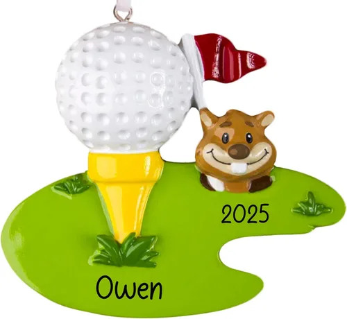 Miniatura 9 de Adorno de Navidad personalizado de golf 2026 18 hoyo, agujero en uno con bola y decoración de bandera para árbol de Navidad Regalo de recuerdo