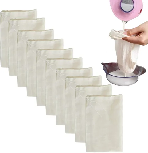 Miniatura 13 de Bolsas de estopilla para colar, reutilizables, coladores de paños de café y queso, bolsa grande de nuez y leche, bolsas de filtro de malla fina