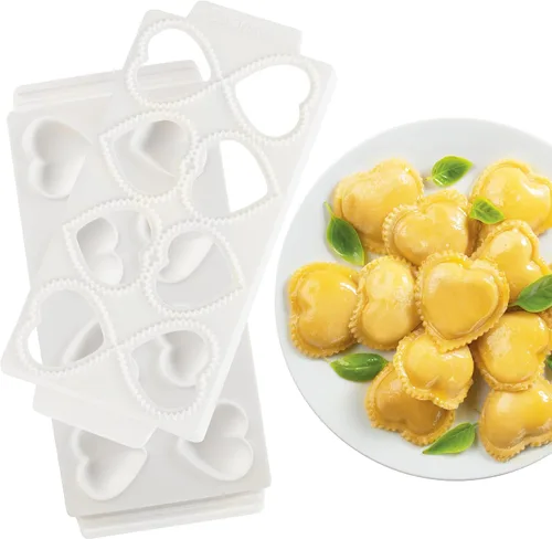 Mini moldes para raviolis de corazón de 2 pulgadas, máquina de pasta rellena casera, bandeja de 2 piezas y prensa para 8 raviolis rellenos, juego