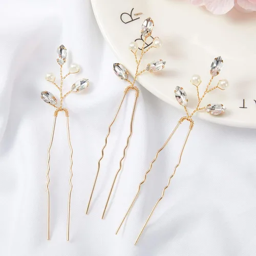 Miniatura 5 de Syhood 6 horquillas para el pelo de novia de cristal de perlas con diamantes de imitación, horquillas para el pelo de boda, accesorios de graduación