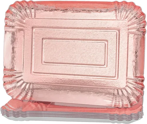 Miniatura 8 de 10 piezas de bandejas rectangulares doradas, de papel de cartón desechable resistente para platos, para elegante mesa de postres, exhibición