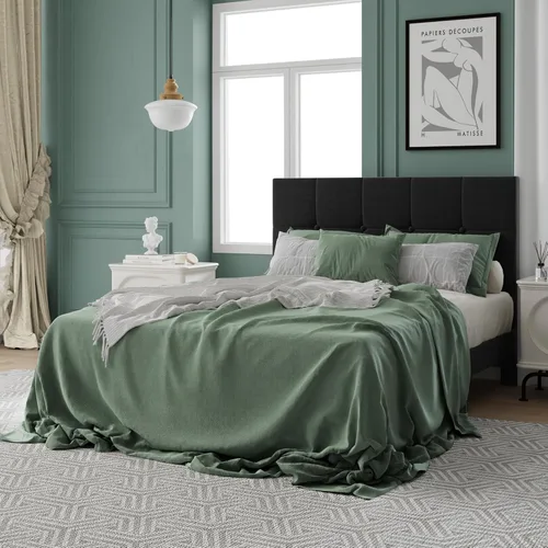 Miniatura 13 de IOILORI - Marco de cama tamaño Queen, marco de cama tapizada tamaño Queen con cabecero, cabecero tapizado, listones de madera resistentes, Beige