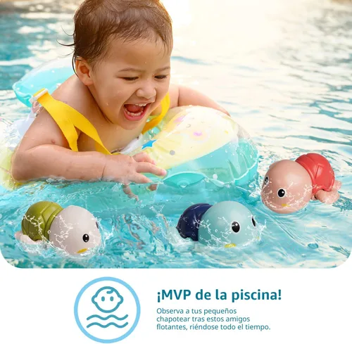 Miniatura 4 de LiKee Juguetes de baño, paquete de 3 con 3 colores, lindas tortugas de natación, juguetes de cuerda para bebés de 1 año en adelante, juguetes