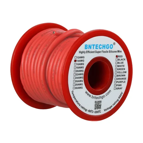 Miniatura 20 de BNTECHGO Carrete de alambre de silicona calibre 14 20 pies rojo y 20 pies negro flexible 14 AWG alambre de cobre estañado trenzado