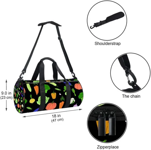 Miniatura 5 de AISSO Duffel Bag for Women Men Healthy Vegetables Sports Gym Tote Bag Weekend Overnight Travel Bag Outdoor Luggage Handbag