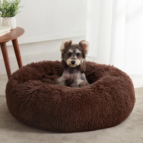 Miniatura 41 de WESTERN HOME WH Cama calmante para perros y gatos, dona acogedora anti-ansiedad, cama redonda cálida y acogedora de piel sintética, suave y azul