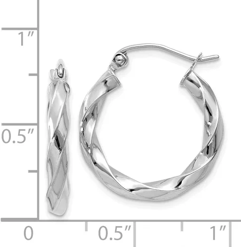 Miniatura 4 de Aretes de aro trenzados de oro blanco de 14 quilates de 0118in para mujer Metal Gema