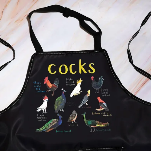 Miniatura 3 de WZMPA Divertido delantal de cocina para mujeres y hombres, regalos para amantes de los pollos gallos cacatúas, pavos reales para hornear y cocinar