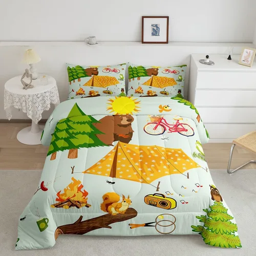 Miniatura 12 de Feelyou Juego de edredón de panda de dibujos animados para niños, edredón de animales lindos para niños y niñas, juego de ropa de cama kawaii panda
