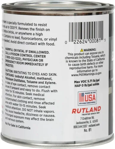 Miniatura 3 de Rutland Products, Black Rutland - Pintura para estufa plana con brocha, 1200 grados F, 16 onzas líquidas, onzas líquidas (paquete de 1)