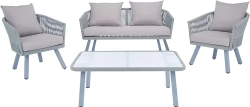 Safavieh Outdoor Collection Belmi PAT7517C - Cojín de mimbre de 4 piezas para patio y patio trasero Gris / Gris