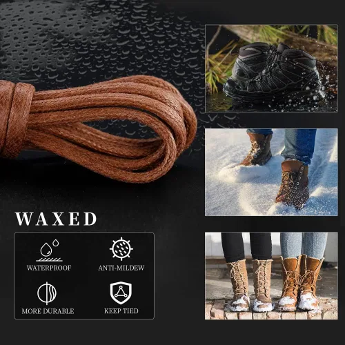 Miniatura 7 de VSUDO 2 Pairs Waxed Round Dress Shoe Laces for Mens Dress Shoes, 18" Thin Business Oxford Dress Shoelace, Dress Shoe Strings