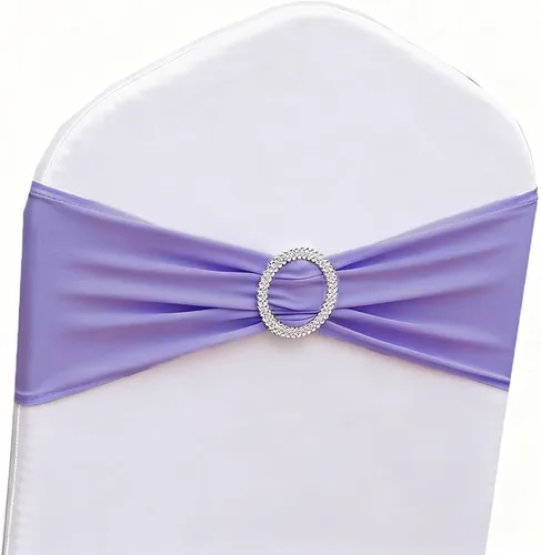 Miniatura 17 de Bandas para Sillas Azul Bebé Paquete de 100, Bandas para Sillas de Spandex Azul Claro para Boda Fiesta Cumpleaños Fundas de Sillas Plegables