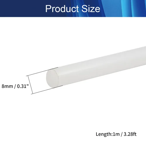 Miniatura 2 de Aicosineg Varilla redonda de plástico Polioximetileno Stick para la industria mecánica POM sólido duro blanco 1/3 x 39-3/8 pulgadas (D x L) 1 unidad