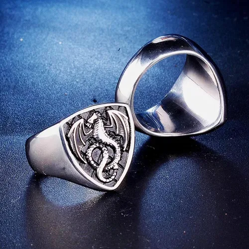 Miniatura 4 de LAIMIUMIU33 Anillo de dragón para hombre, estilo vikingo de fuego, estilo amuleto de motociclista, nórdico, étnico, 316, de acero inoxidable, anillo