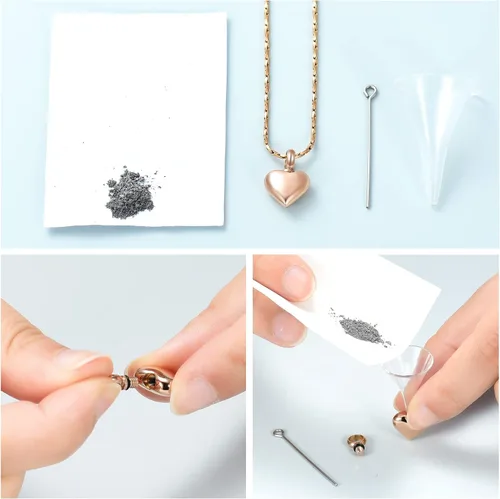 Miniatura 5 de Imrsanl Collar de urna de cremación de corazón pequeño para cenizas de acero inoxidable colgante de ceniza conmemorativa de joyería de recuerdo