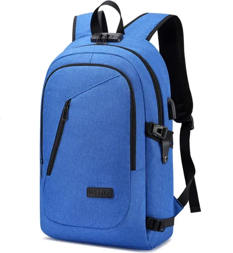 Miniatura 11 de WENIG - Mochila antirrobo para portátil de viaje con puerto de carga USB y cerradura, mochila de trabajo delgada y resistente al agua para hombres