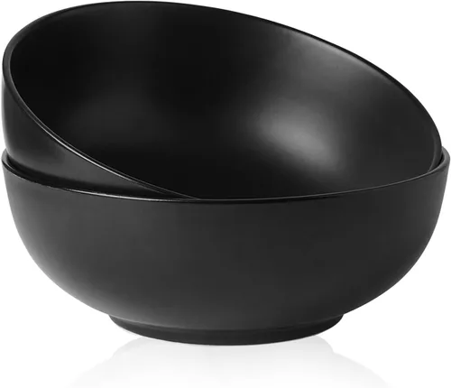 Miniatura 8 de Kanwone Tazones grandes para servir, 55 onzas, cuencos de cerámica para ensalada, pasta, tazones de sopa de porcelana, juego de 2, platos
