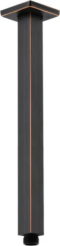 Miniatura 15 de Brazo de ducha de oro cepillado con brida de 6 pulgadas de acero inoxidable recto superior de lluvia cabezal de ducha de extensión de tubo cuadrado