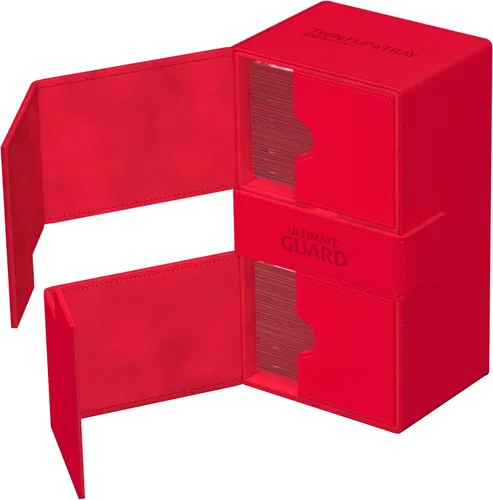 Miniatura 4 de Ultimate Guard Twin Flip'n'Tray 200+, estuche para mazo para 200 tarjetas TCG de doble manga + bandeja de dados, color rojo, cierre magnético