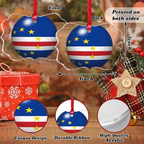 Miniatura 2 de Bandera de Cabo Verde, decoración para árbol de Navidad, bola 3D, recuerdo de la ciudad del país, adornos de Navidad personalizados, decoración