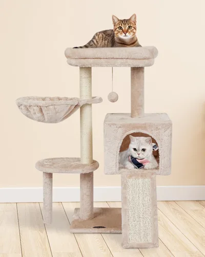 Miniatura 2 de FISH&NAP Lindo árbol para gatos, torre para gatos de interior, condominio de sisal, postes rascadores con plataforma de salto, muebles para gatos