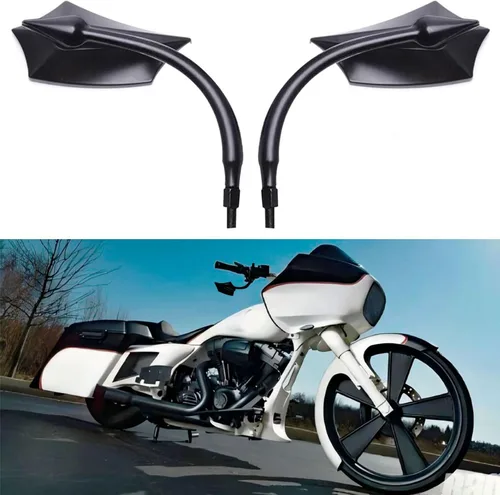 Miniatura 10 de Espejos Universales para Motocicleta, Espejo de Doble Toma con Rosca M8 M10 Compatible con Sportster 883, Bicicleta de Calle, Moto de Cross, Crucero