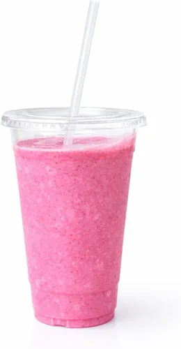 4U'LIFE Vasos de plástico PET para bebidas frías, 20 onzas, 16 juegos de tazas para bebidas con tapas planas con ranura para popote