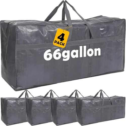 Miniatura 37 de 4 Piezas Bolsas de Mudanza Grandes con Cremallera y Asas Bolsas de Lona Tipo Duffle Plegables de Almacenamiento Extra Resistentes Extra Grandes