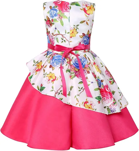 Miniatura 2 de LLQKJOH Vestido de niña con volantes de encaje para boda, vestidos de dama de honor