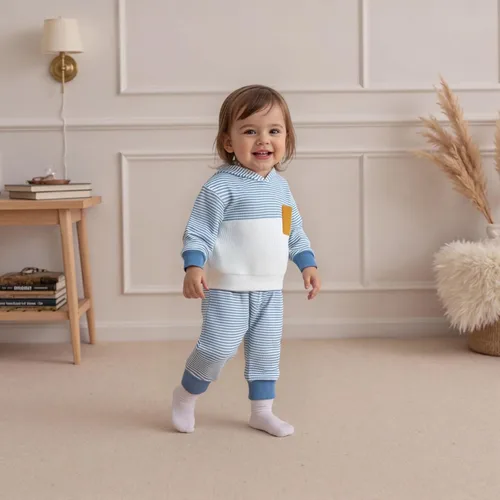 Miniatura 246 de Conjunto de ropa de otoño e invierno para bebé y niño, sudadera larga con capucha y pantalones para niños pequeños, 6, 12, 18, 24 meses, 2T