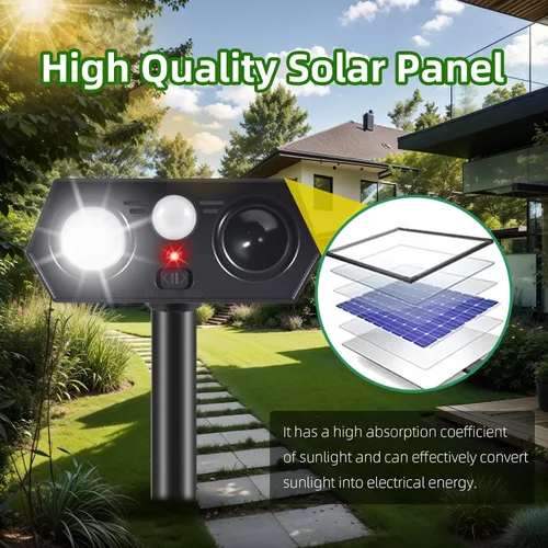 Miniatura 3 de Sonic Racoon Fortress Pro IP65 - Repelente solar ultrasónico de animales, dispositivos repelentes de ciervos para exteriores, alarmas disuasorias