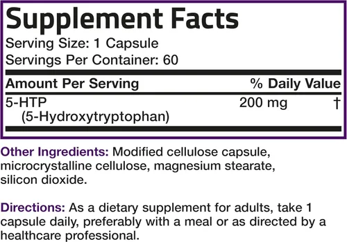 Miniatura 8 de Bronson 5-HTP 200mg (5-hidroxitriptófano) Griffonia Simplicifolia Sin OMG, 60 Cápsulas Vegetarianas