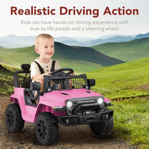 Miniatura 3 de Productos de la mejor elección, juguete de paseo para niños de 6V, mini camioneta, auto eléctrico de juego con control remoto para padres, Rosa