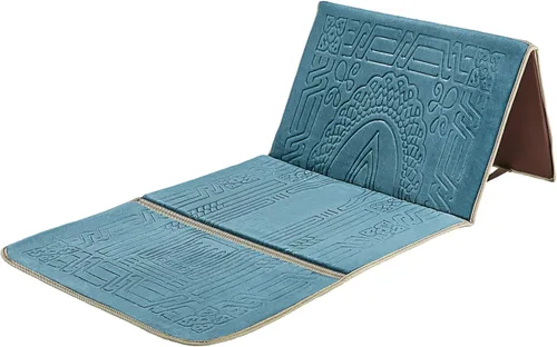 Miniatura 9 de Alfombra de oración con soporte de espalda/silla plegable de meditación y bolsillo de transporte (negro)