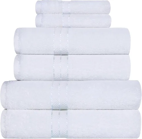 Miniatura 17 de Juego de toallas de baño de algodón turco ultra suave de Superior, juego de 2 piezas, toallas para la ducha, baño, artículos esenciales para el Latte