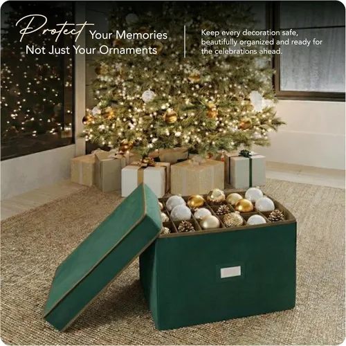 Miniatura 2 de Covermates Keepsakes – Caja de almacenamiento ajustable de 72 piezas – Capacidad para adornos de 4 pulgadas – Resistente – Asas – apilables