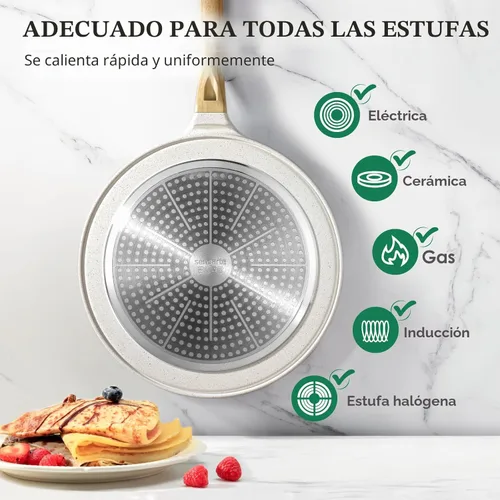 Miniatura 4 de SENSARTE - Sartén antiadherente con esparcidor, revestimiento Dosa, plana, 12 pulgadas con recubrimiento cerámico natural, con mango que se mantiene