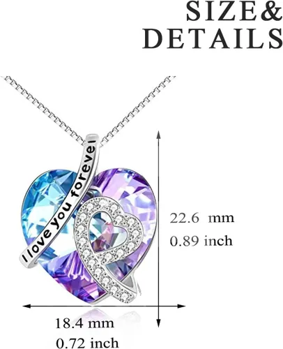 Miniatura 4 de AOBOCO Collar de corazón de plata de ley con colgante de corazón de cristal, joyería de cristal "I Love You Forever", regalos para mujer