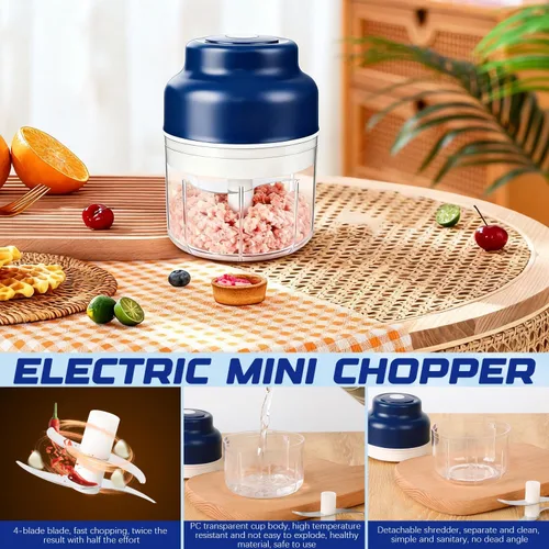 Miniatura 7 de Mini juego de picador de ajo eléctrico, nuevo picador de ajo pequeño 2025, herramienta eléctrica de picado de alimentos, carga USB, molinillo