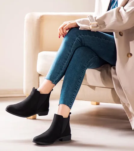 Miniatura 6 de MaxMuxun - Botas Chelsea de gamuza sintética de caña baja sin tacón para mujer, clásicos y cómodos