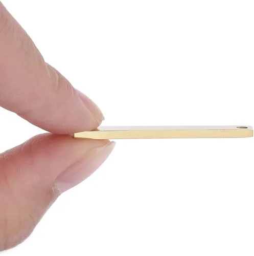 Miniatura 6 de LiQunSweet 5 piezas de acero inoxidable dorado de 1.378 in, barra vertical grabada larga, etiquetas de estampado en blanco, colgantes de tubo