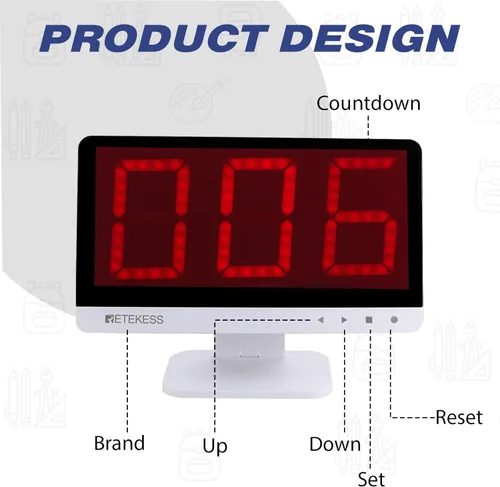 Miniatura 7 de Retekess Sistema de zumbador inalámbrico TM101, contesta zumbadores con luces y sonido, añade hasta 32 botones, 262 pies, zumbadores de programas