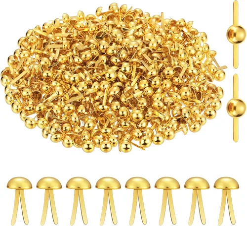 Miniatura 13 de Hotop 500 piezas de chinches de metal para manualidades de papel, sujetadores redondos de latón para arte, manualidades, proyectos escolares