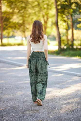 Miniatura 5 de Lannaclothesdesign Pantalones de harén para mujer, cintura alta, pantalones de yoga bohemios con bolsillos, ropa hippie bohemia